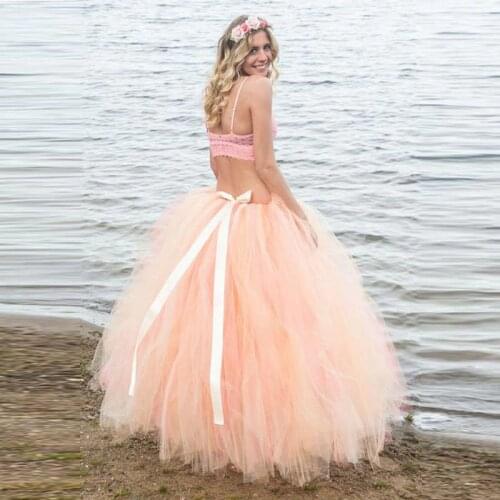 Lush Peach Tulle Ball Gowns Tutu Skirts For Women To Maternity Photoshoot With Sash Ribbon Long Tulle Skirt Pregnant Pregancy