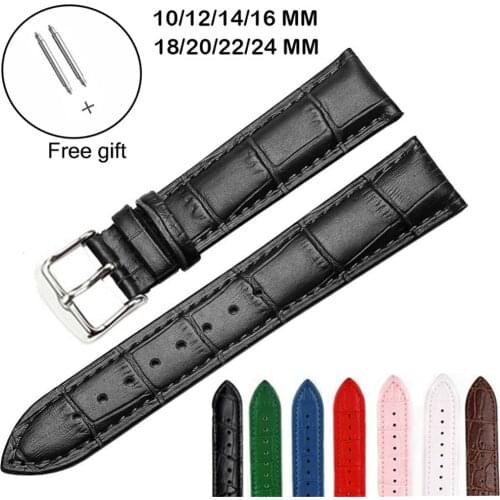 10mm 12mm 14mm 16mm 18mm 20mm 22mm 24mm Universal Leather Watchband Men Women Sport Waterproof Watch Strap Band Bracelet Gift
