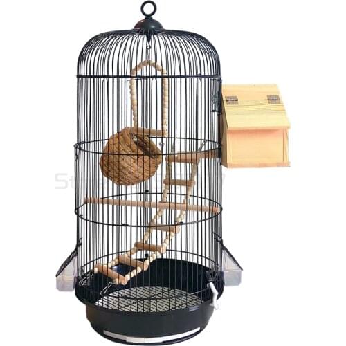 Luxurious breeding round birdcage peony Xuanfeng wenniao myna Hupi metal villa Large Parrot Cage