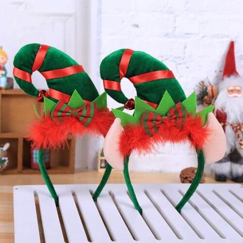 Christmas Elf Headband Cute Xmas Decorations Feather Pointed Hat Hair Hoop Party Fancy Dress Up Headwear Hot