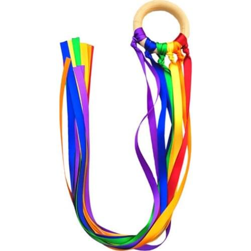 Montessori Style Sensory Toy BPA-free Non-toxic Baby Ribbon Ring Newborns Upwards Develop Colour Recognition Sensory Toy