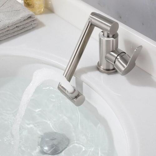 Washbasin Faucet Hot and Cold Faucet Bathroom Water Tap 304 Stainless Steel Household Above Counter Basin Swivel Faucets