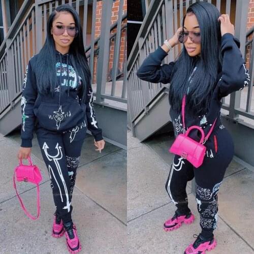 Activewear Sportsuit Women Streetwear Tracksuits Hip Hop Casual Two Pieces Set Hoodie Sweatshirt and Sweatpants Matching Set