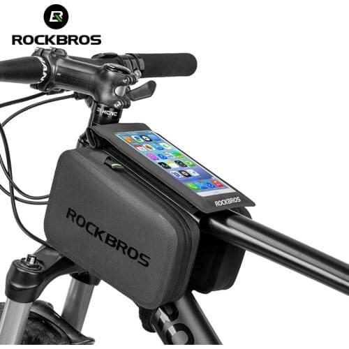 ROCKBROS Bicycle Bag Rainproof Touch Screen Phone Top Tube Bag Waterproof Mobile Phone Pouch Holder Mountain Bike Mtb Bags