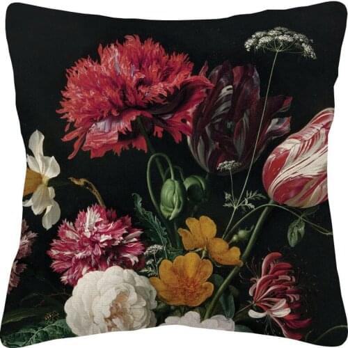 Vintage Flower Cushion Cover Colorful Floral Oil Painting Home Decor Throw Pillow Case 45X45cm Living Room Seat Decoration