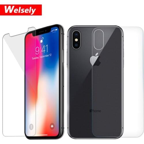 Welsely HD Front LCD Screen Protector Back Cover Tempered Glass Protective Film Shield For apple iphone X ten ecran Accessories