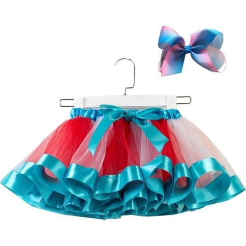 Party Dance Multicolor Tutu Skirt Haipin Girls Kids Tutu Party Dance Ballet Toddler Baby Costume Skirt+Bow Hairpin Set