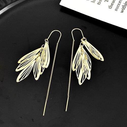 2021 Korean New Exquisite Metal Long Earrings Fashion Temperament Earline Tassel Earrings Womens Jewelry