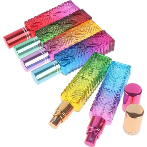 15ml Colorful Mini Square Glass Empty Perfume Bottle Fragrance Refillable Glass Vials Cosmetic Packaging Spray Bottle