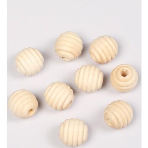 20Pcs Natural-color Beehive Wood Beads Round Loose Spacer For Jewelry DIY Crafts Scrapbooking Decoration