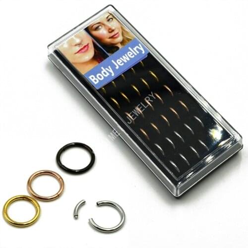 40Pcs Titanium Plated 316L Stainless Steel Nose Hoop Segment Hinger Septum Clicker Studs Ring Jewelry Piercing 16g ,14g