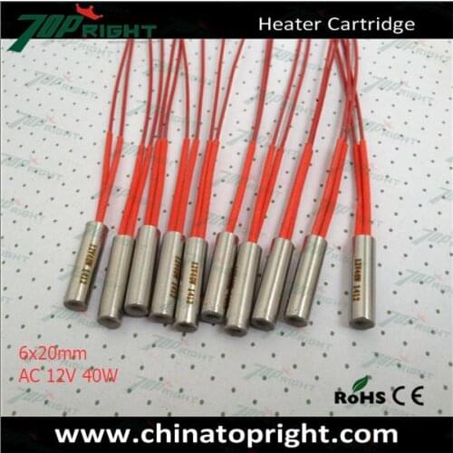 6x20mm 10pcs/lot Cartridge Heater Reprap 12V 40W Ceramic for Prusa Mende
