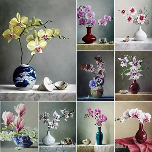 5D DIY Diamond Painting Flower Diamond Embroidery Vase Scenery Cross Stitch Full Square Round Drill Crafts Art Home Decor Gift