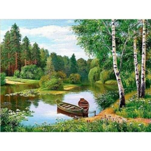 DIY diamond painting landscape handmade full diamond embroidery lake forest 5d square diamond mosaic full paste pattern Beads