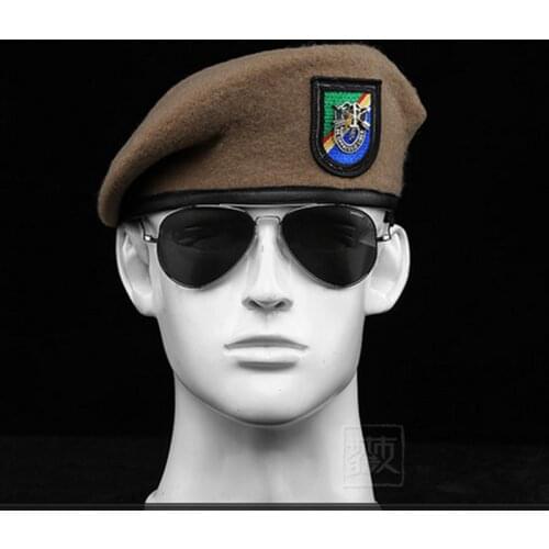 US RANGERS FORCES GROUP BERET WOOL SAND COLOUR ARMY HAT WITH INSIGNIA MILITARY CAP Military Store