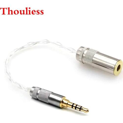 Thouliess 10cm 3.5mm TRRS Balanced Male to 4.4mm Female Balanced Adapter Silver Plated Audio Adapter Cable