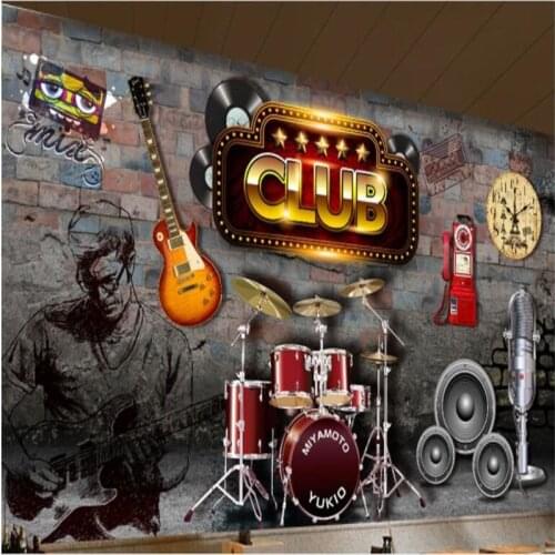 Beibehang Large Custom Wallpapers Retro Nostalgic Brick Wall Music Theme Bar Background Wall papel de parede infantil