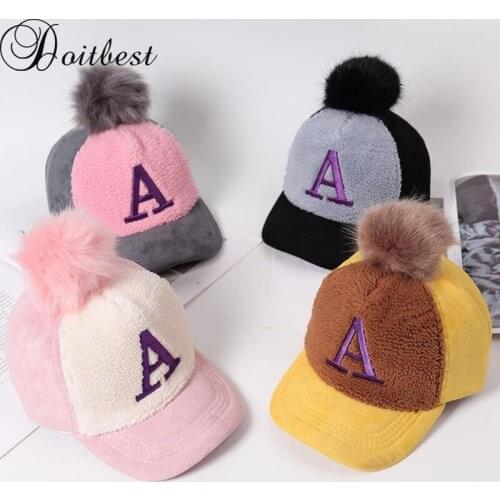 Doitbest 3 to 8 Years autumn Child Baseball Cap Hip Hop winter embroidery A kids velvet Hat Boys Girls Caps snapback hats
