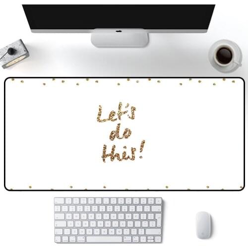 English alphabet shiny gold white Mouse Pad Large Solid Color Pads MousePad 90x40/80x30cm Gamer Accessories mat for desktop