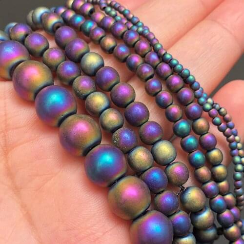 2-10mm Natural Matte Multicolor Hematite Stone Beads Round Loose Spacer Beads For Jewelry Making Diy Bracelet Necklace 15 Inches
