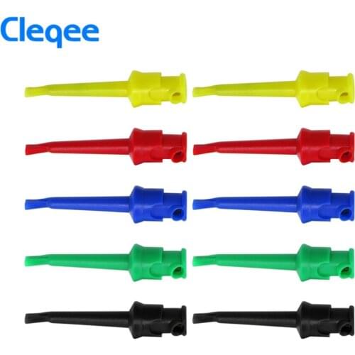 Cleqee P5002 10pcs Multimeter Good quality Test Hook Clip Lead Wire Kit Grabbers Test Probe SMT/SMD IC D20 Cable Welding