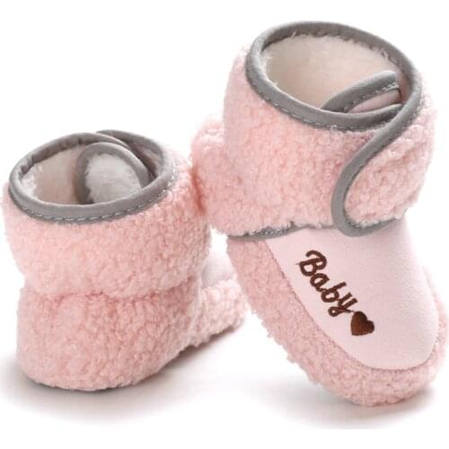 Unisex Baby Shoes Autumn Winter Love Pattern Decoration Velvet Warm Cute Toddler Shoes Boots
