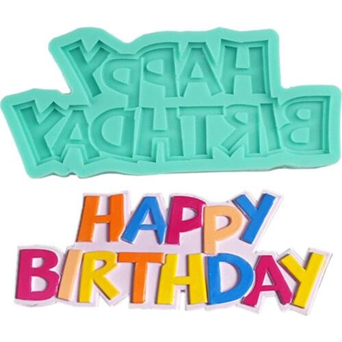 DIY Happy Birthday Letter Silicone Fondant Mold Cake Decorating Chocolate Baking Mould Kitchen Stuff New Free Shipping Newest