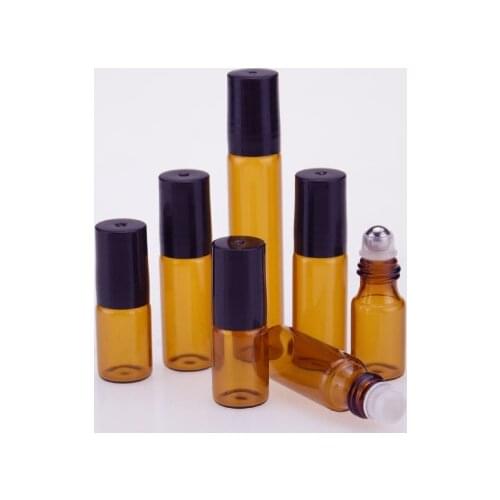 20pcs/lot 3ML 5ML 10ML glass roll on bottle for essential oils,refillable perfume containers with stainless steel roller balL