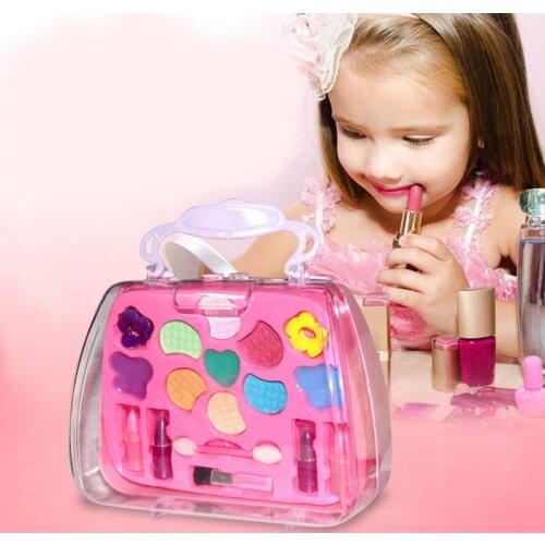 Makeup Toys Handbag Family Suit Make-Up Suitcase Cosmetics Easy To Clean Lipstick Eye Shadow Non-Toxic Make-Up Toy For Girls