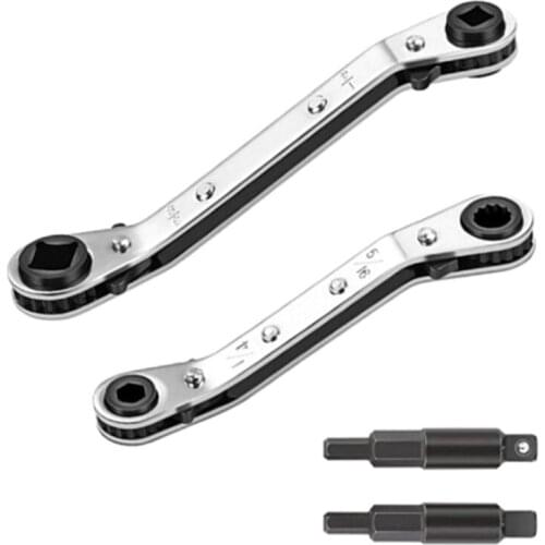 Hvac Service Wrench Refrigeration Service Wrench Set 3/8” to 1/4” 5/16'' x 1/4'' Ratcheting Service Wrench Repair Tool