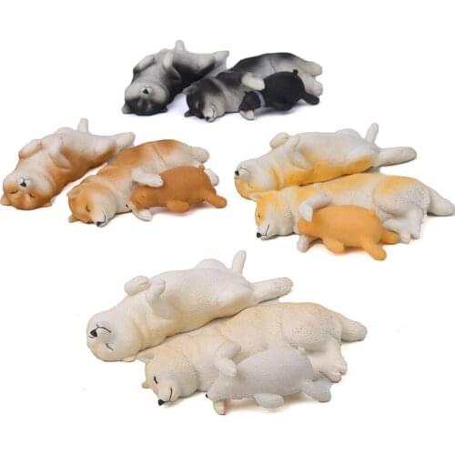 Shiba Inu Dog Sleeping Puppy PVC Mini Action Figures Toys Landscape Decoration Pet Dog Models Dolls for Kids Toys Gifts