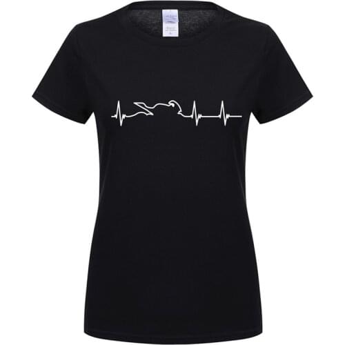 Summer Girl Women Motor T Shirts Short Sleeve Cotton Heartbeat of Motorbike T-shirts Female Clothing Women Tees Top OT-738