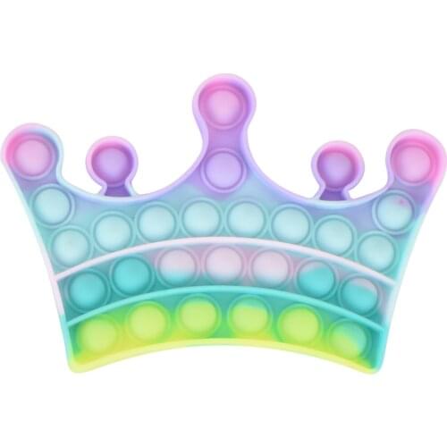 2021 HOT Macaron Crown Simple Dimple Push Fidget Toys Game Sensory Kids Anxiety Relax Toy Anti-Stress Children Autism