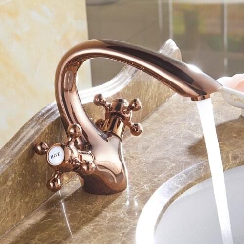 Copper basin faucet mixer pull out Dual handle high-quality water tap Bathroom wash basin faucet hot and cold Wholesale