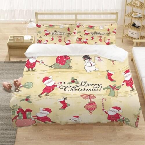 Santa Claus Merry Christmas Cute Kids 3D Luxury Bedding Set Duvet Cover Sets King Queen Double Full Single Size Luxury Dropship