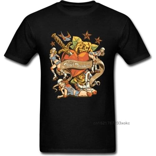The Heart Breakers T Shirt Men Cheerleaders Beauty Printed Tops Tees Vintage Black Clothing Sexy Woman Tshirt Cotton