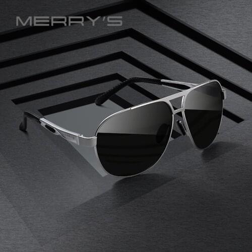 MERRYS Men Classic Polarized Sunglasses Male Big Frame Pilot Sun Glasses Aluminium Legs Eyewear UV400 Protection S8611N