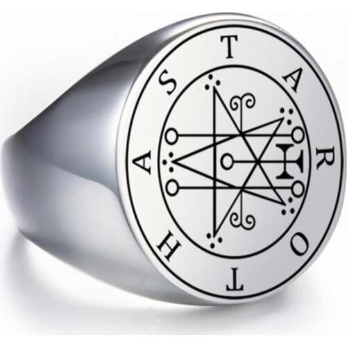 Vintage Stainless Steel Metal Male Rings Silver Color Amulet Solomon Finger Ring Punk Hip Hop Ancient Jewelry Rings for Men Gift