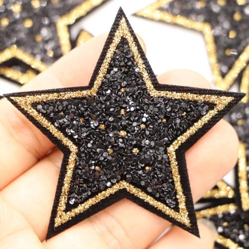 5pcs/lot 6CM Glitter Stars Stickers Sequined Star Patch DIY Fabric Appliques Badge Iron On Coats Jeans Pants Badge Accessory