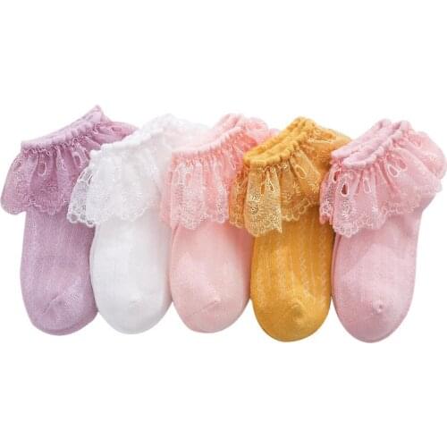 Newborn Socks Solid Color Childrens Socks 0-2 Years Old Girl Lace Princess Cotton Baby Socks
