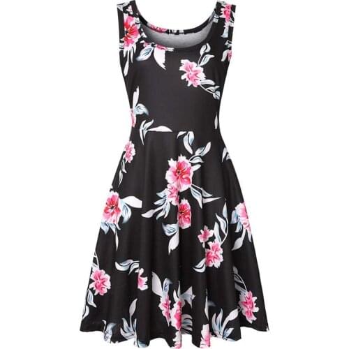 Summer Female Long Pink And White Color Printed Dress Casual Sleeveless Patchwork Tank A-line Big Hem Dresses