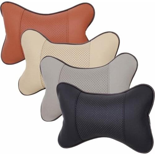 1 Pair Car Seat Pillow Headrest PU Leather Breathable Automobile Pillows Driving Seat Head Neck Rest Pad Car Interior