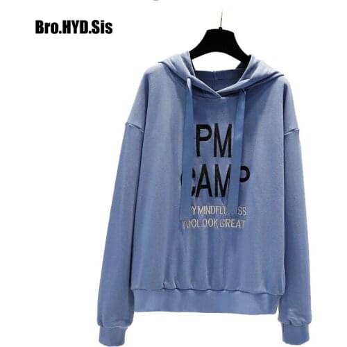 Casual Letters Print Hooded Sweatshirts Cotton Hoodie Long Sleeve Pullovers Thin Loose Fit Teens Tops Autumn Clothing 2020 New