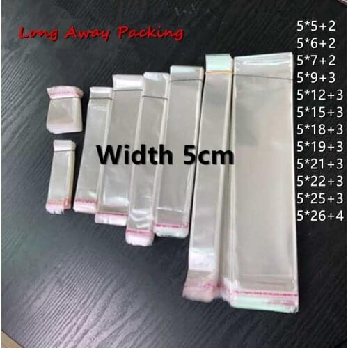 Width 5cm Clear Plastic Self Adhesive Bag Self Sealing Small Bags For Pen Jewelry Candy Packing Resealable Gift Cookie Packaging