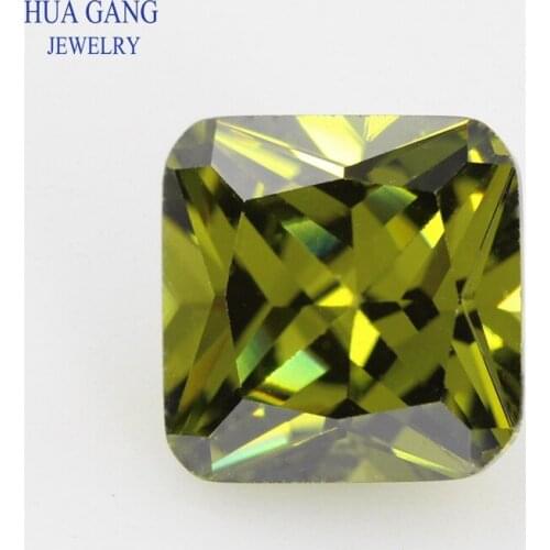 3x3~20x20mm 5A Color Peridot Square Octangle Shape Princess Cut CZ Stone Synthetic Gems Cubic Zirconia