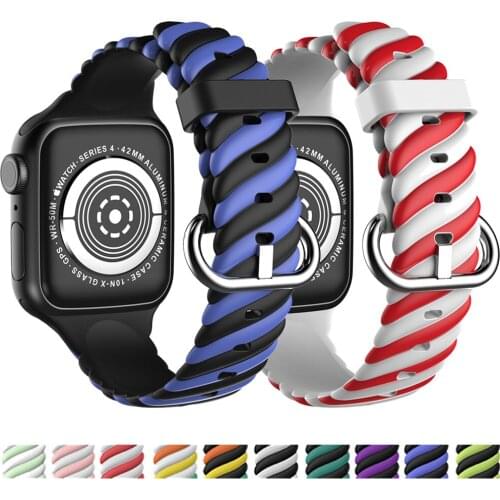 New Soft Silicone Watchband for Apple Watch 6 SE 40mm 44mm Rainbow Band for IWatch Series 5/4/3/2 38mm 42mm Bracelet Wrist Strap