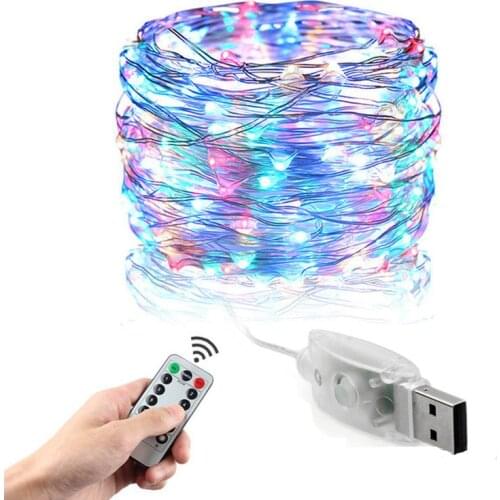 Christmas Light 5/10m Waterproof Remote Control Fairy Lights USB Operated Decoration 8Mode Timer LED String Copper Wire Garland
