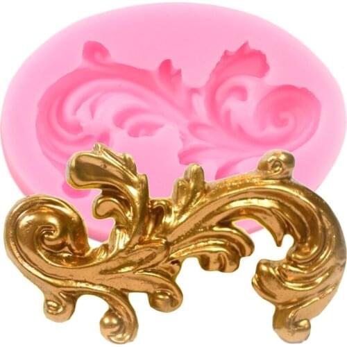 Baroque Scroll Relief Silicone Molds Leaves Cake Border Fondant Cake Decorating Tools Cupcake Candy Chocolate Gumpaste Moulds