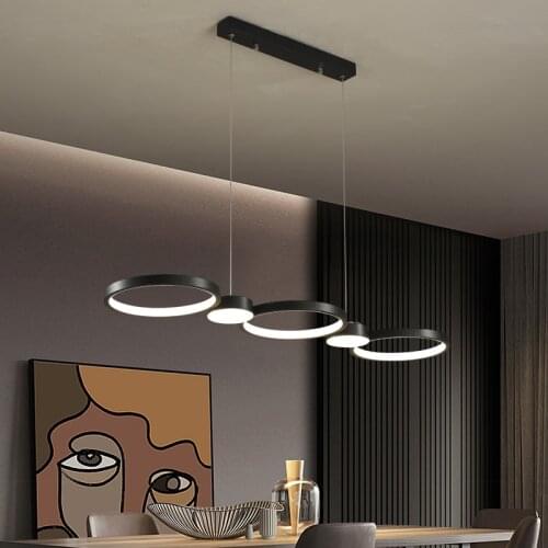 Modern living room chandelier simple entrance hall bedroom dining room led lighting black ring indoor lighting fixture