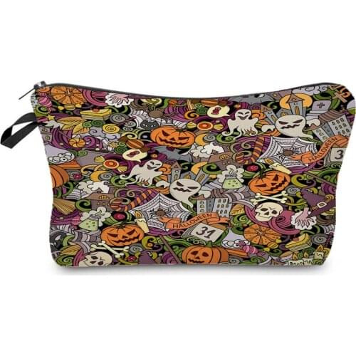 Halloween Candy Bag Ghost Pumpkin Skull Printed Makeup Bag New Fashion Small Toiletry Bag Hot Sale High Quality Storage Bags
